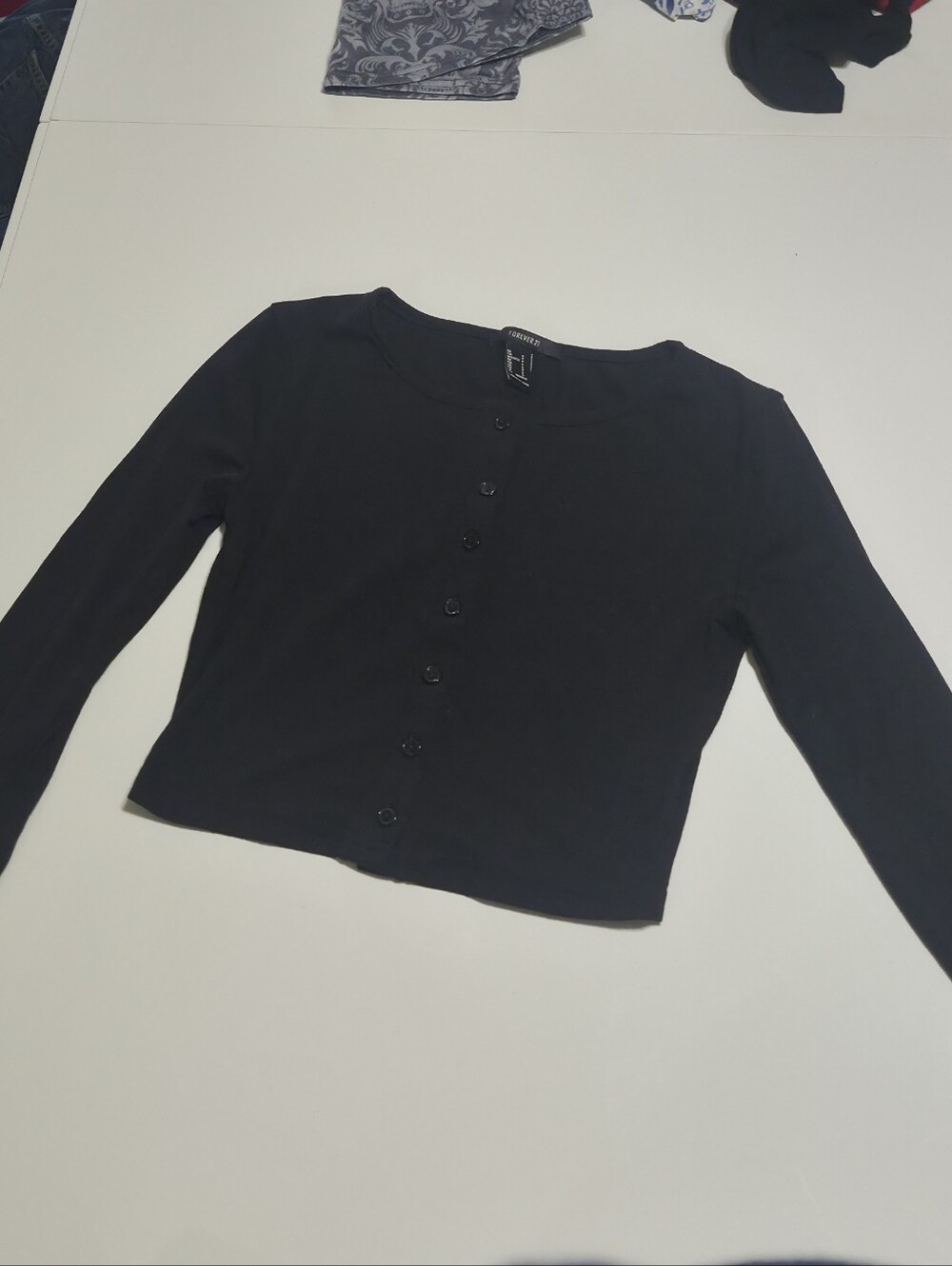 Forever 21 Black Button-Front Crop Top